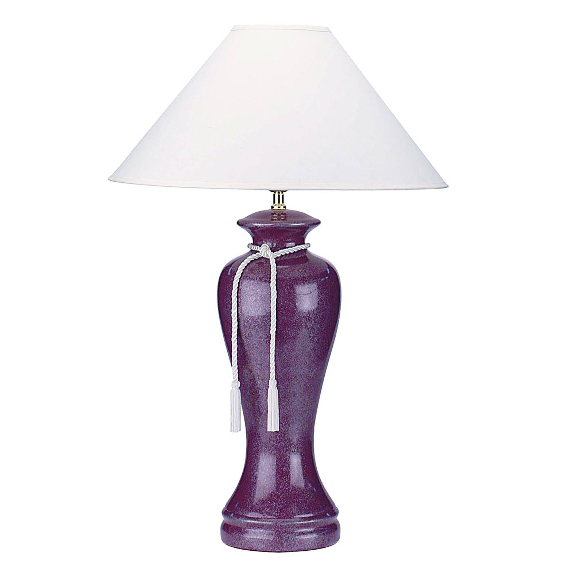 35" Red Burgundy Glaze Ceramic Urn Table Lamp With White Classic Empire